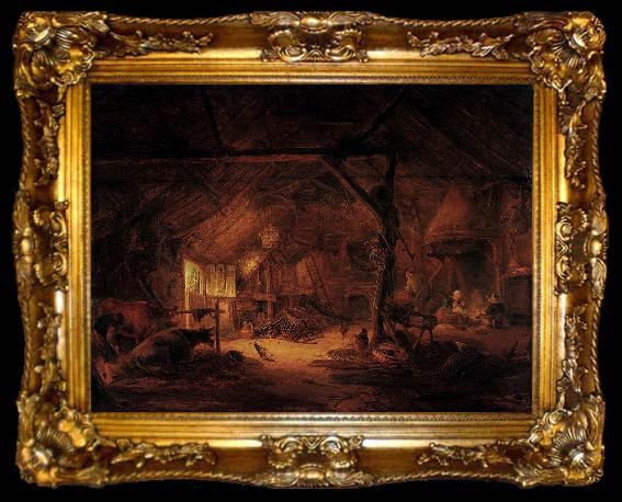 framed  Isaac van Ostade Barn Interior, ta009-2